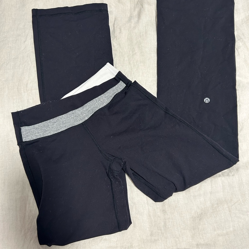 Lululemon y2K cross waist Black flare pants with Gray Waistband